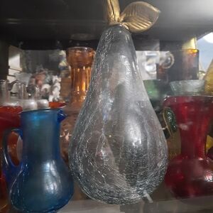 Elegant Crackled Glass Pear
